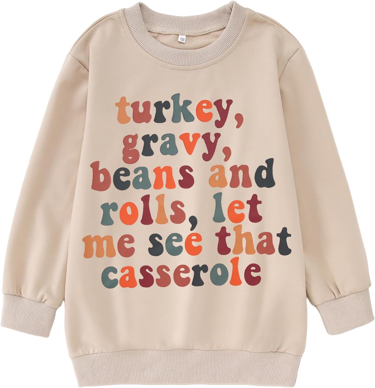 GLIGLITTR Boy Girl Thanksgiving Sweatshirt Funny Turkey Gravy Bean and Roll Let Me See That Casserole Shirt Kids Fall Clothes