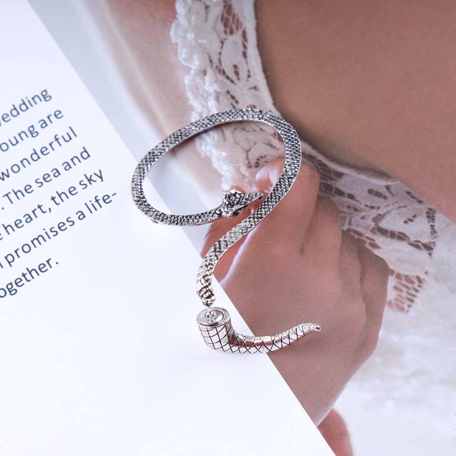 Set Gioielli Punk Serpente | Bracciale E Orecchini Striscianti Boho In Argento | Gioielli A Tema Serpente Per Ragazze | Regalo Originale - 4