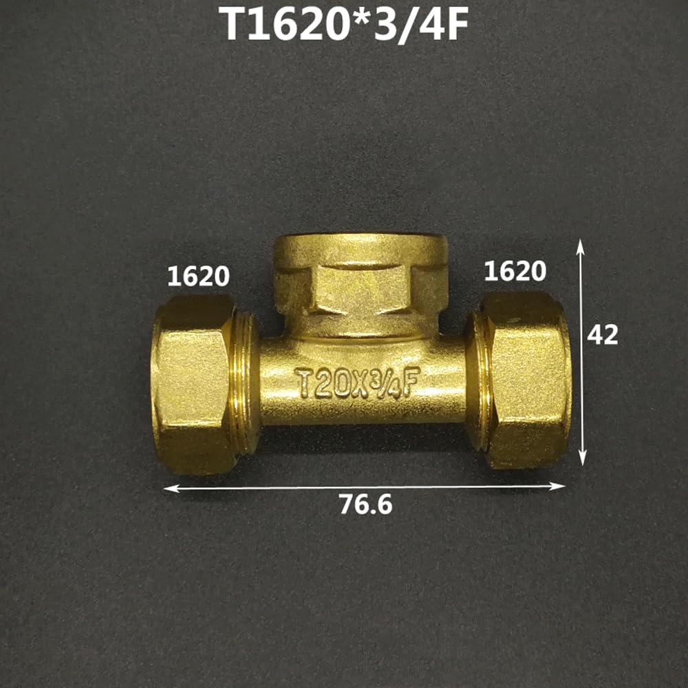 DN15 DN20 DN25 Male/Female Thread Tee Pex Pipe 1216/1418/1620/2025/2632 Fitting Aluminum Pipe Fittings T Type(DN20 BSPFx1620)