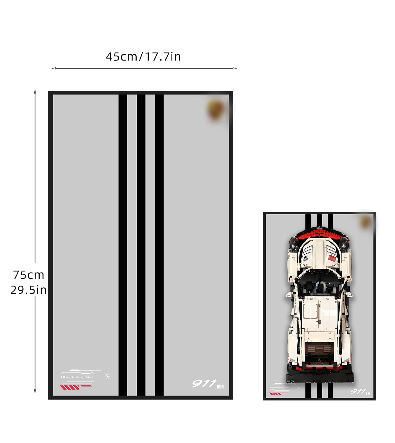 WETCEAOM Display Wallboard for Lego Technic Porsche 911 RSR Race Car Model Building Kit 42096, Compatible with Porsche Wall Frame, Gift Ideas for Lego Car Wall Mount Enthusiast, Size:17.7X 29.5in