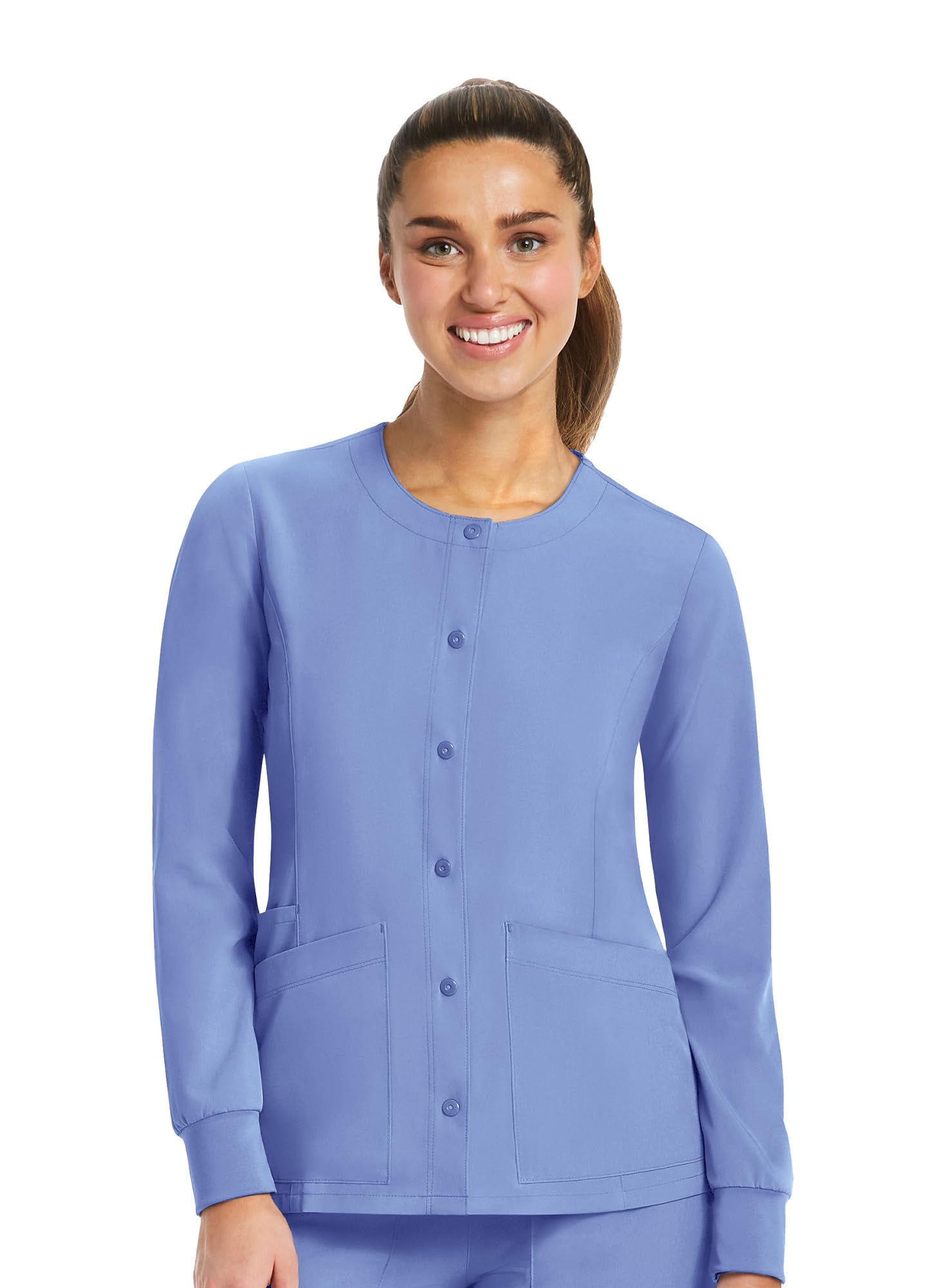 Maevn Matrix Impulse Women's Round Neck Snap Button Jacket Ceil Blue
