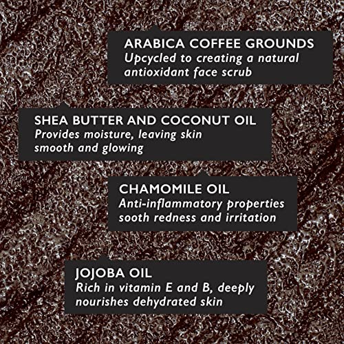 UpCircle Coffee Face Scrub - Floral Blend For Sensitive Skin 100ml - Chamomile, Shea Butter, Coconut + Rosehip Oil - Natural, Vegan Face Exfoliator For Soft, Smooth Skin - Image 4