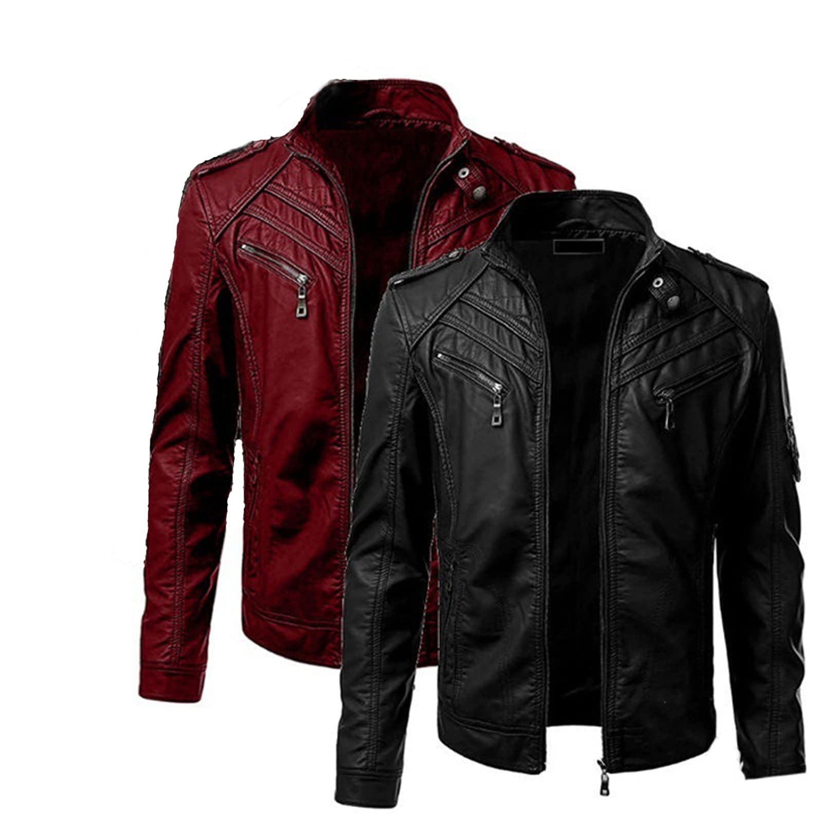 Chaqueta De Imitación De Cuero, Chaqueta para Hombre Acanalada Algodón De Transición Cazadora Moda Casual Chaqueta De Invierno para Hombre Acolchada (Color : Black, Size : XL)