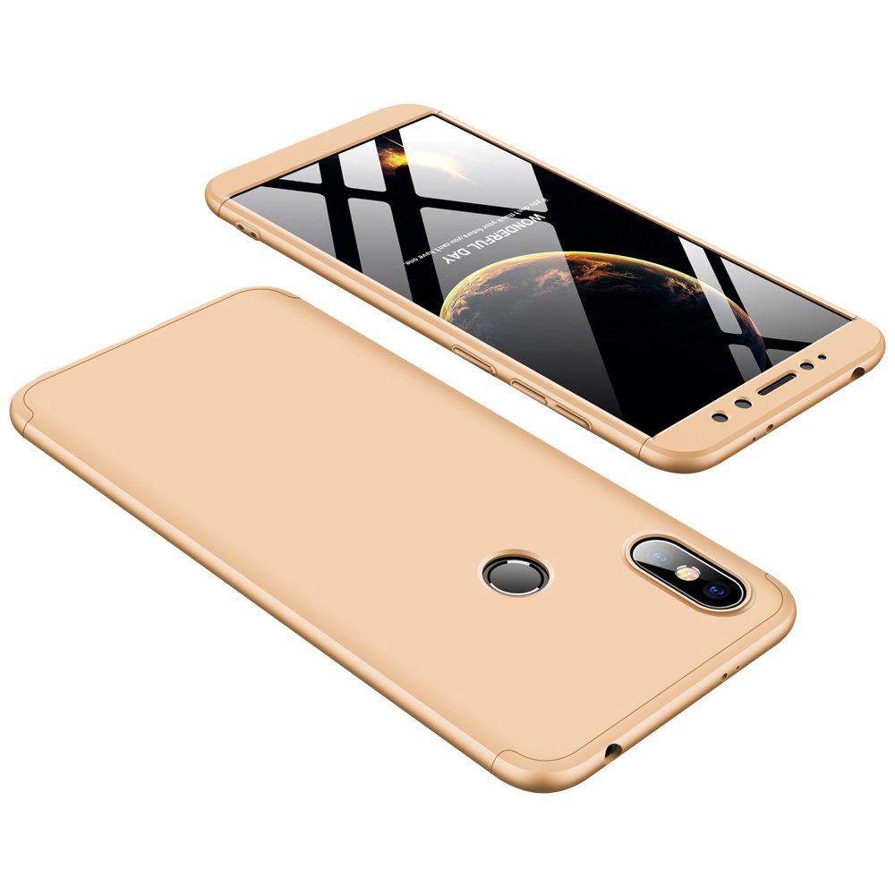 Ultra Thin Hard Case for Xiaomi Redmi Y2, Redmi S2 360 Degree Full Body Protective Cover, PLECUPE 3 in 1 Detachable Hard PC Plastic Anti-impact Case for Xiaomi Redmi Y2, Gold