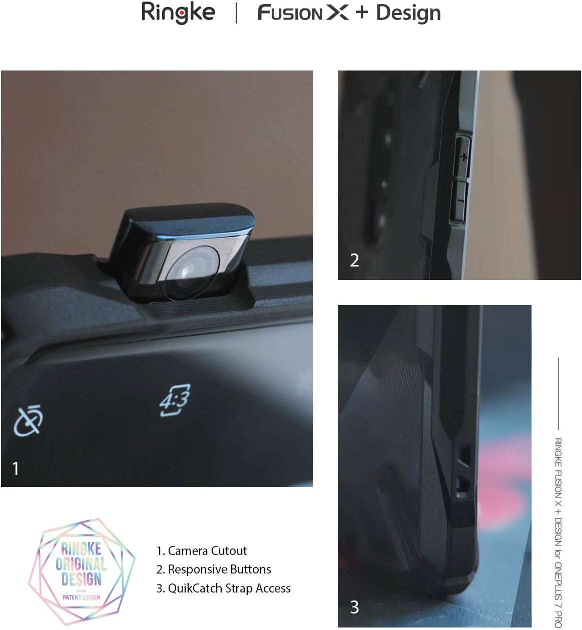Ringke Fusion-X Designed for OnePlus 7 Pro Case Impact Resistant Protection Cover for OnePlus 7 Pro 5G (6.7") - Camo Black