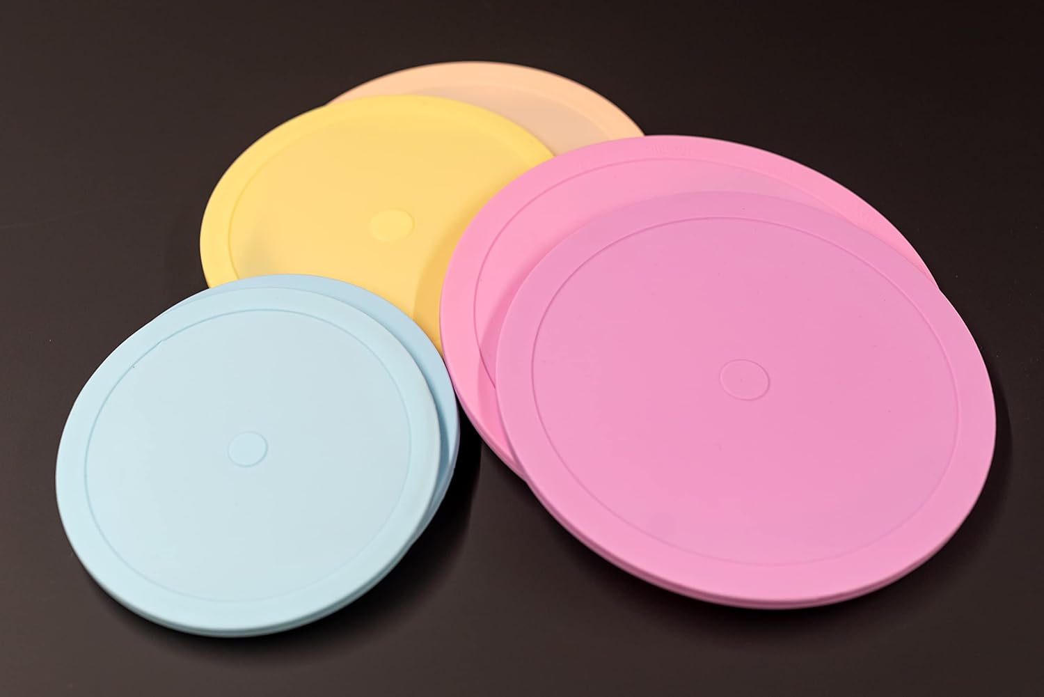 EDI Reusable Silicone Lids - Round Form Fitting, 6 Sizes, Microwave & Freezer Safe, Assorted Colors