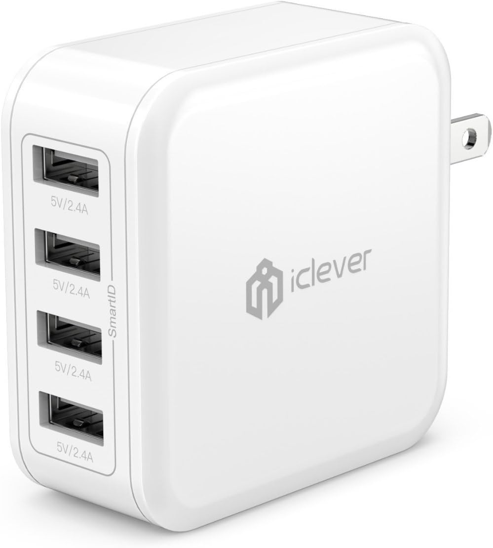 iClever USB Wall Charger, 40W 8A 4-Port Charging Station with Foldable Plug, USB Power Adapter for iPhone 11 Pro Xs/XS Max/XR/X/8/7,iPad Pro/Air 2/Mini 4/3, Galaxy/Note/Edge, LG, Nexus, HTC, and More