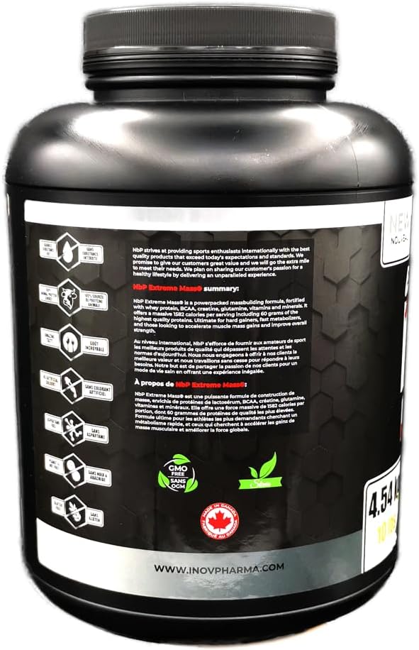 Miniatura 3 de Extreme Mass Vanilla10 libras (10.0lbs) de Sunshine BioPharma, mezcla de proteínas ganadoras de masa que da alta calorías, suero de leche, BCAA,