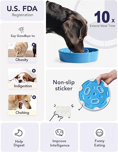 Vista 82 de LE TAUCI Cuencos de cerámica para perros de alimentación lenta, 3 tazas de alimentación lenta, tazón para perros de raza mediana y grande, cuenco