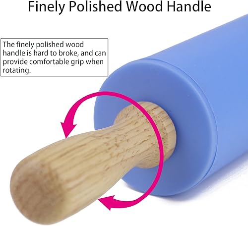 Miniatura 4 de Rodillo Remeel con superficie antiadherente de silicona y mango de madera, 12 pulgadas, Azul