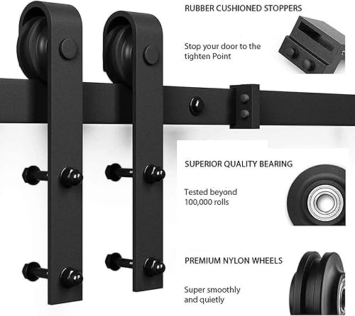 Miniatura 5 de Sliding Door Track Barn Door Hardware Kit Closet Rail Roller Accessory Sliding Door System Straight 4ft-13ft Sliding Door Fittings Straight Complete