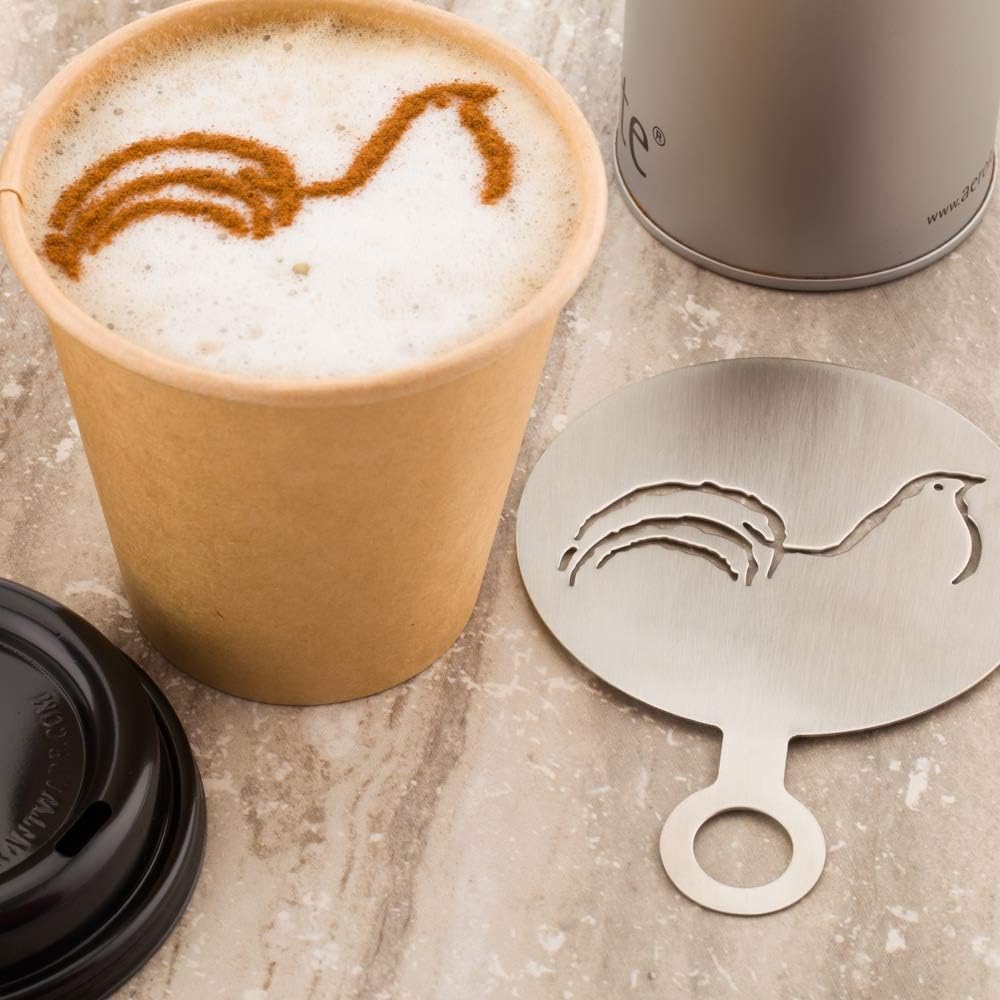 Restaurantware Coffee Art Stencil Pack of 1 Stainless Steel Bird Decorating Stencil for Latte Art, Reusable Tool With Built-In Handle, Dishwasher-Friendly Coffee Shop Accessory image 2