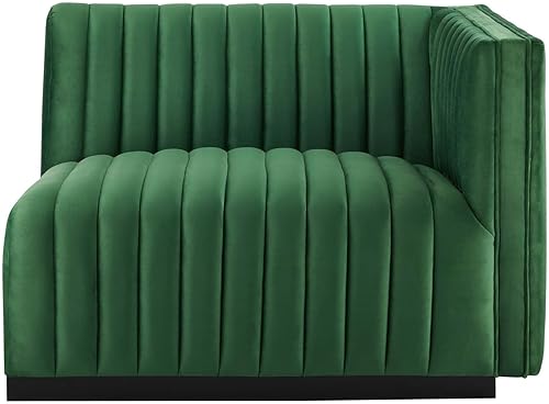 Miniatura 32 de Modway Conjure - Sofá seccional tapizado de terciopelo de alto rendimiento, con canal, silla sin brazos en negro y gris Negro-Gris,Negro