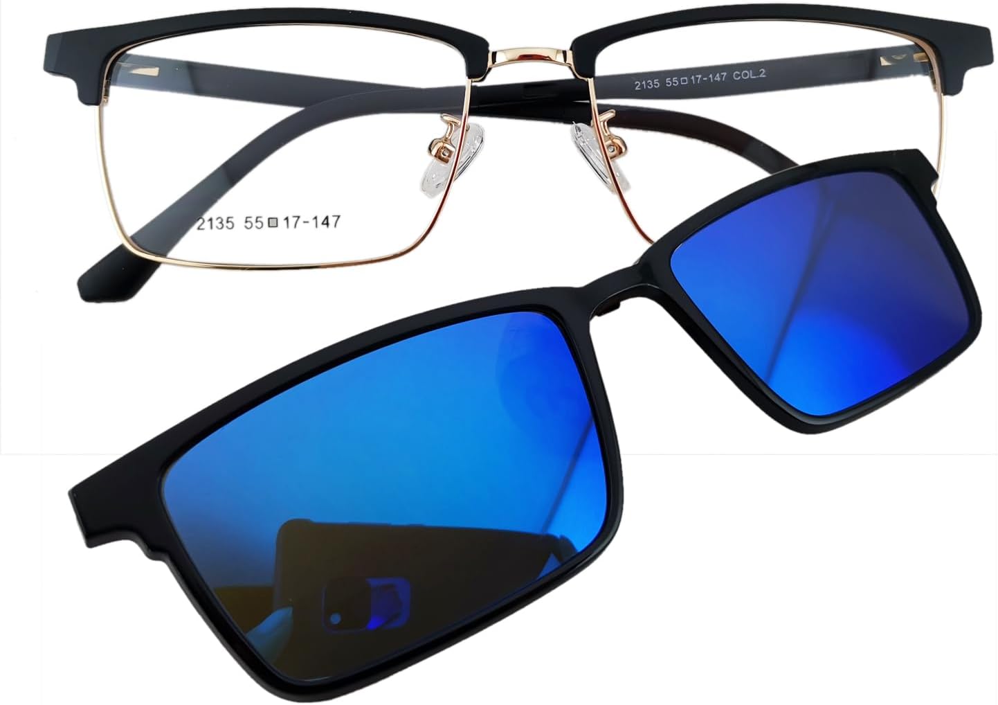 Circleperson magnet Eyeglasses 2 in 1 Polarized Clip on Sunglasses for Men Women Rectangle