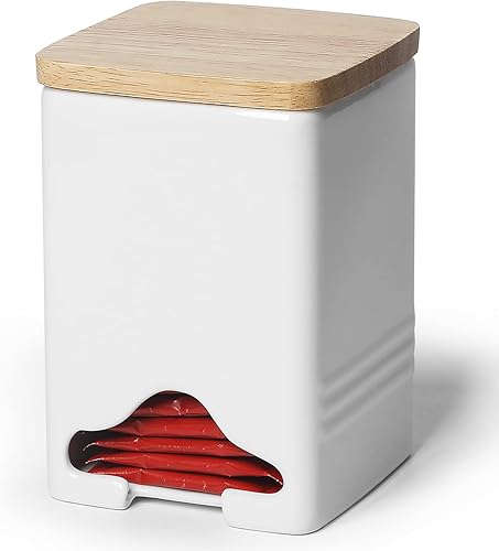 Miniatura 8 de Bolsa de té de cerámica organizador organizador Caddy Holder con tapa (negro)