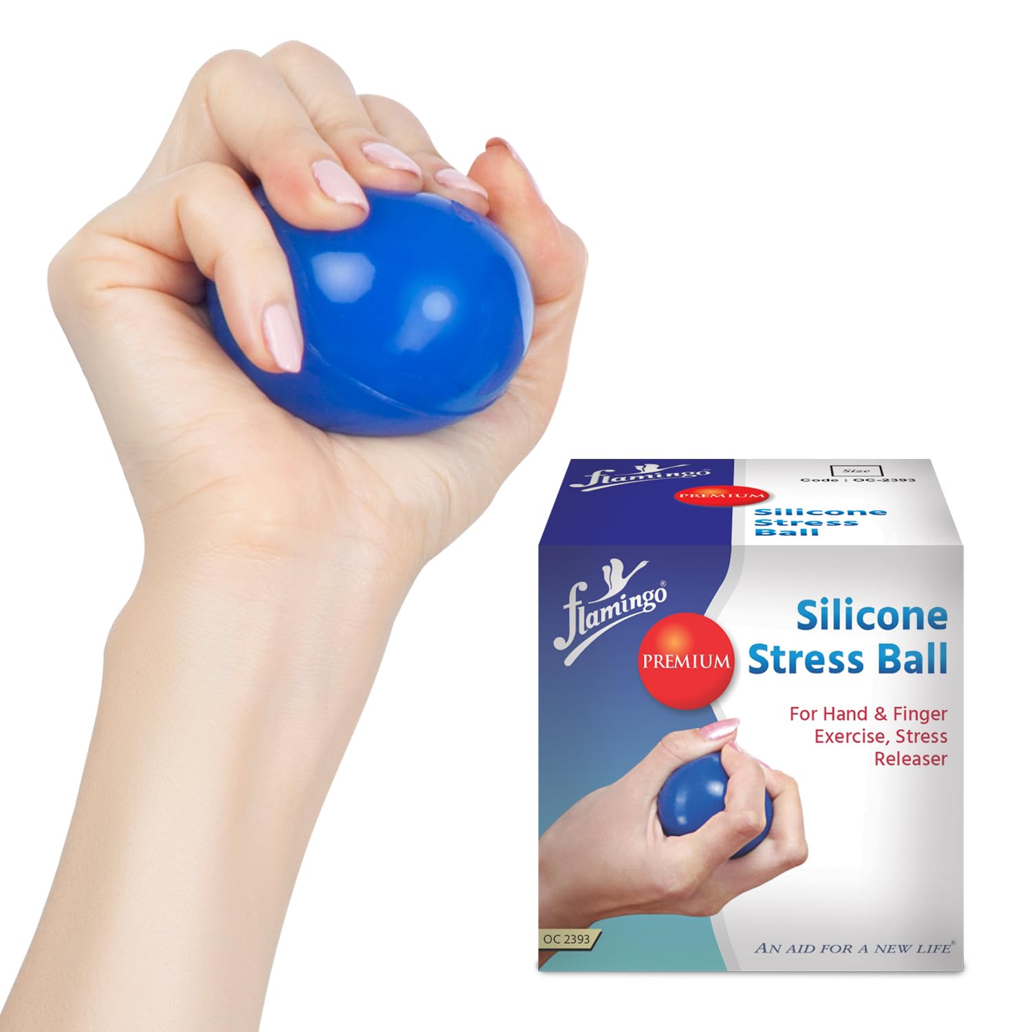 Flamingo Premium Silicone Stress Relief Ball for Hand Muscles Strengthening and Stress Relief| Hard, Blue | Size - Universal | Pack of 1-image-16