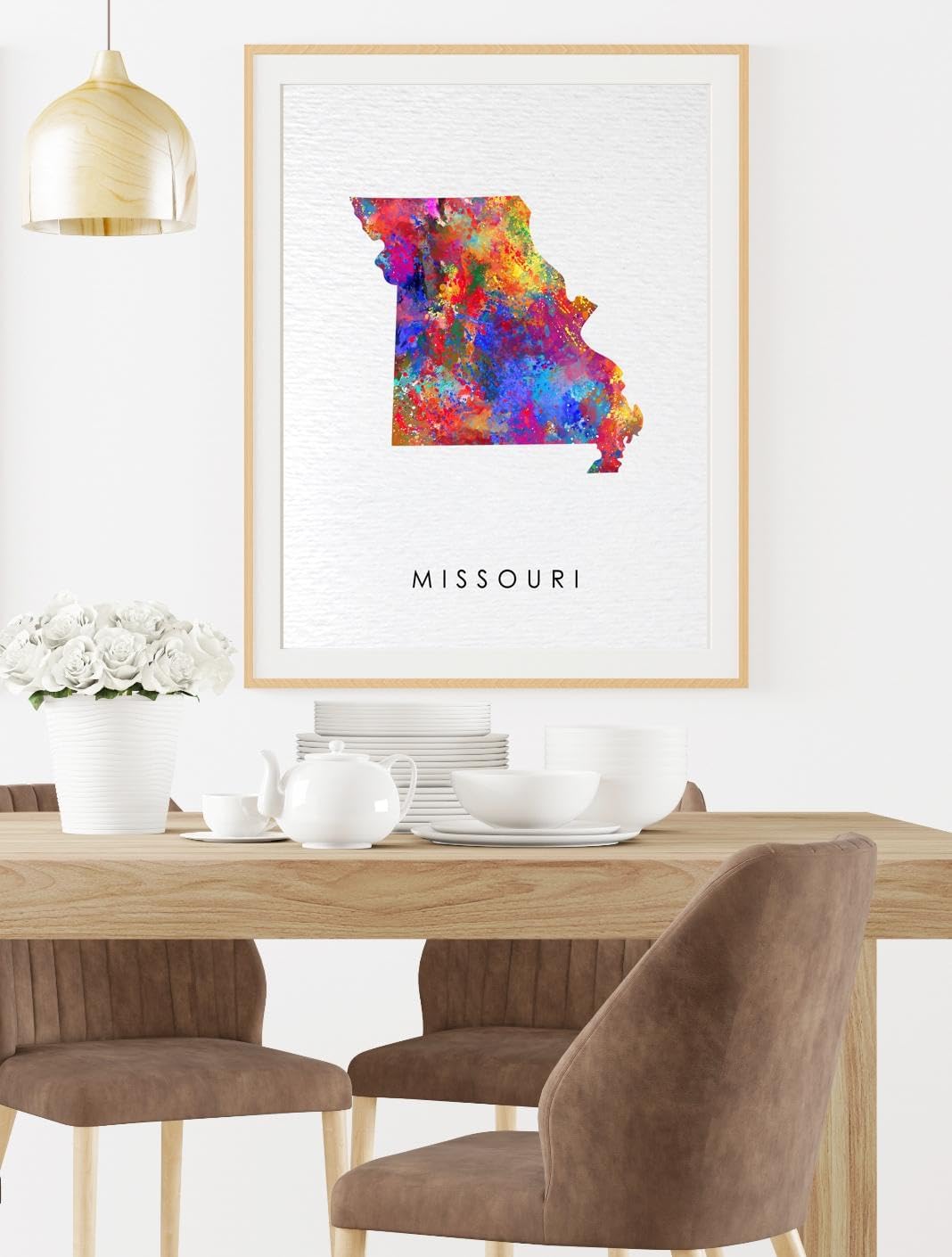 Dignovel Studios 11X14 Unframed Missouri Hometown State Abstract Watercolor Art Print Poster Geography Wall Hanging Decor DN959
