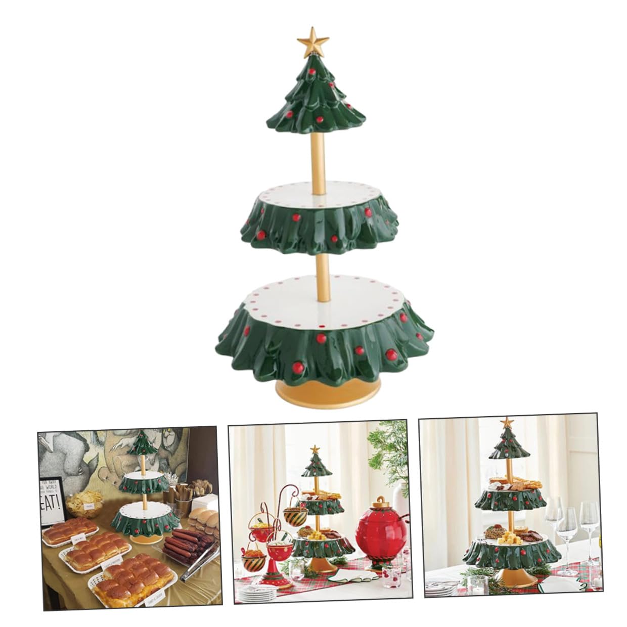 ULTECHNOVO Bandeja de Resina Navideña Diseño de Árbol de Navidad Plato para Aperitivos y Snacks Soporte Decorativo para Mesa Festiva Adecuado para Frutas y Bocadillos en Fiestas