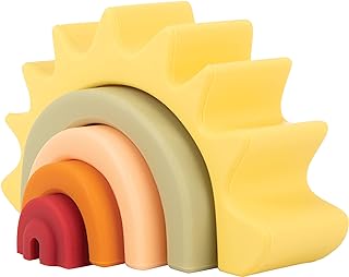Nuby Soft Silicone Stackable Sun Interactive Toy for Early Development, Creativity, 12+ Months