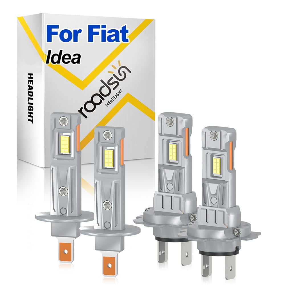 Bombillas LED Para Faros, 120W, 6000K Blanca, H1 H7 Luz de carretera y luz de cruce, Luces LED anti-deslumbramiento, tubo de cobre único, For Fiat Idea 2003-2007 2008 2009 2010 2011 2012