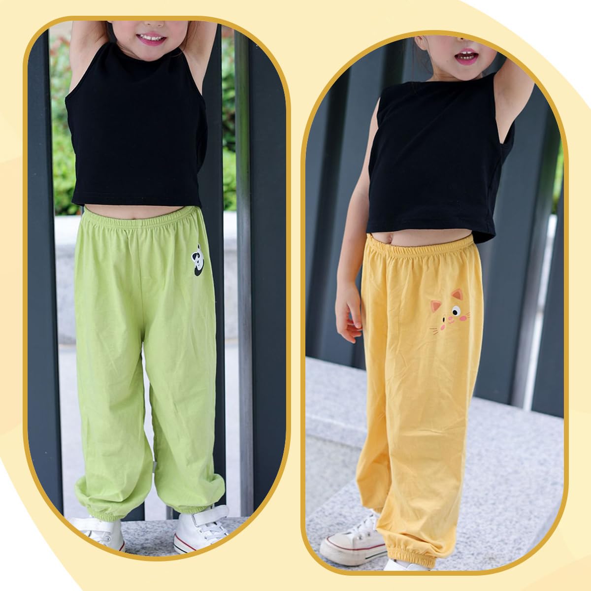 Bambino Pantaloni estivi Jogging Cotone Ragazze leggeri Pantaloni elastici all'aperto casual Ragazzi Pantaloni da sbuffo Sport 6 Mese-7 Anni