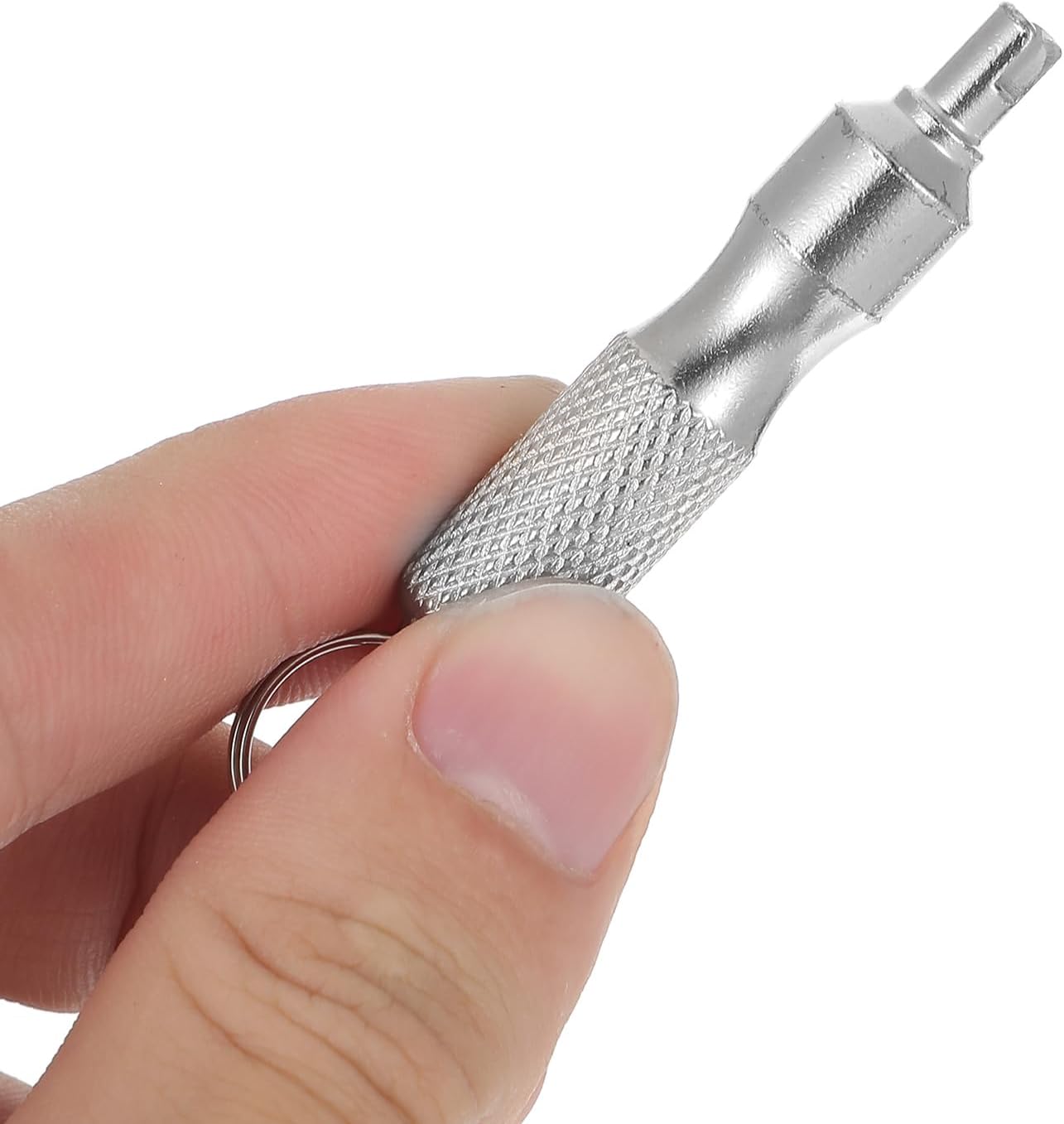 4 PCS Valve Core Removal Tool Keychain, Stainless Steel Tire Valve Stem Tool Portable Valves Core Disassembly and Repair Tools for Bicycle Car Motorcycle Repair Install Accessory
