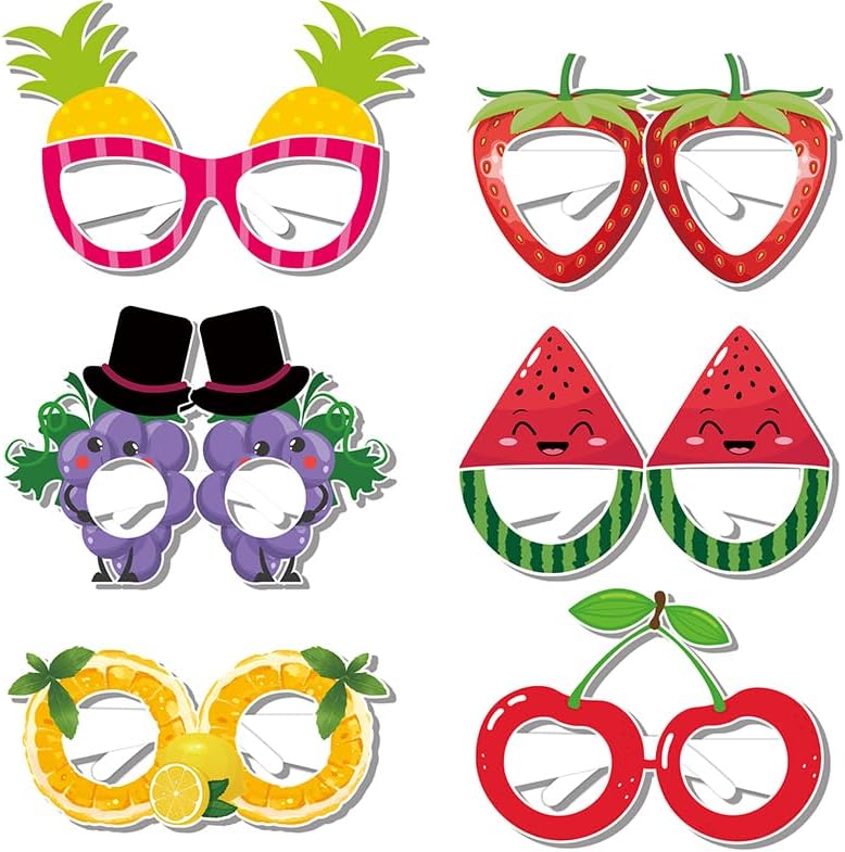 12Pcs Multi-color Fruit Theme Retro Round Party Glasses