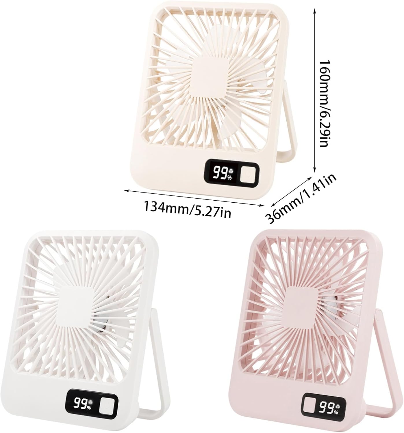 USB Desk Fan 1500mAh Rechargeable Operated Fan 5 Speed Table Fan Foldable Camping Fan With Digital Display Space Saving Fan