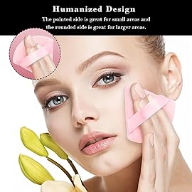 8Pcs of Triangular Powder Puff Makeup Sponges, Made of Super-soft Velvet, Designed for Contouring, Eye, and Corner, Beauty Blender Foundation Mixing Container.