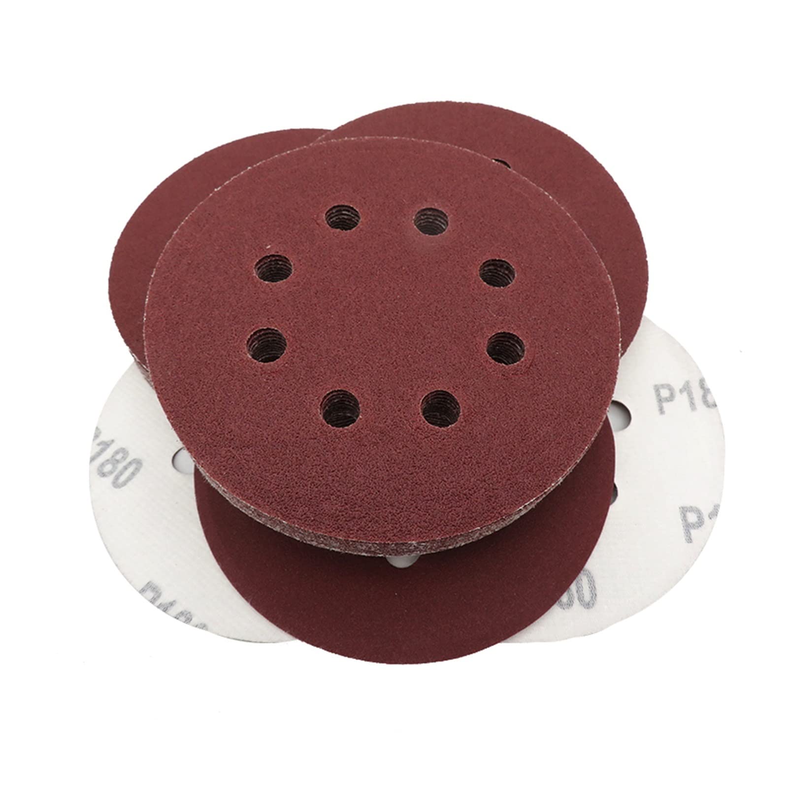 WILLWA 50 Dischi abrasivi in ​​Carta vetrata Rossa da 5 Pollici, 125 mm, 8 Fori, da 60 a 2000 grane (Size : Assortment)