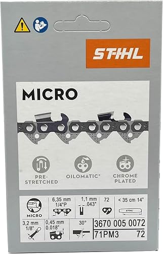 STIIHL 71PM3 72 DL Oilomatic PICCO Micro 3 Saw Chain, 14" Replacement for STIHL OEM 3670 005 0072