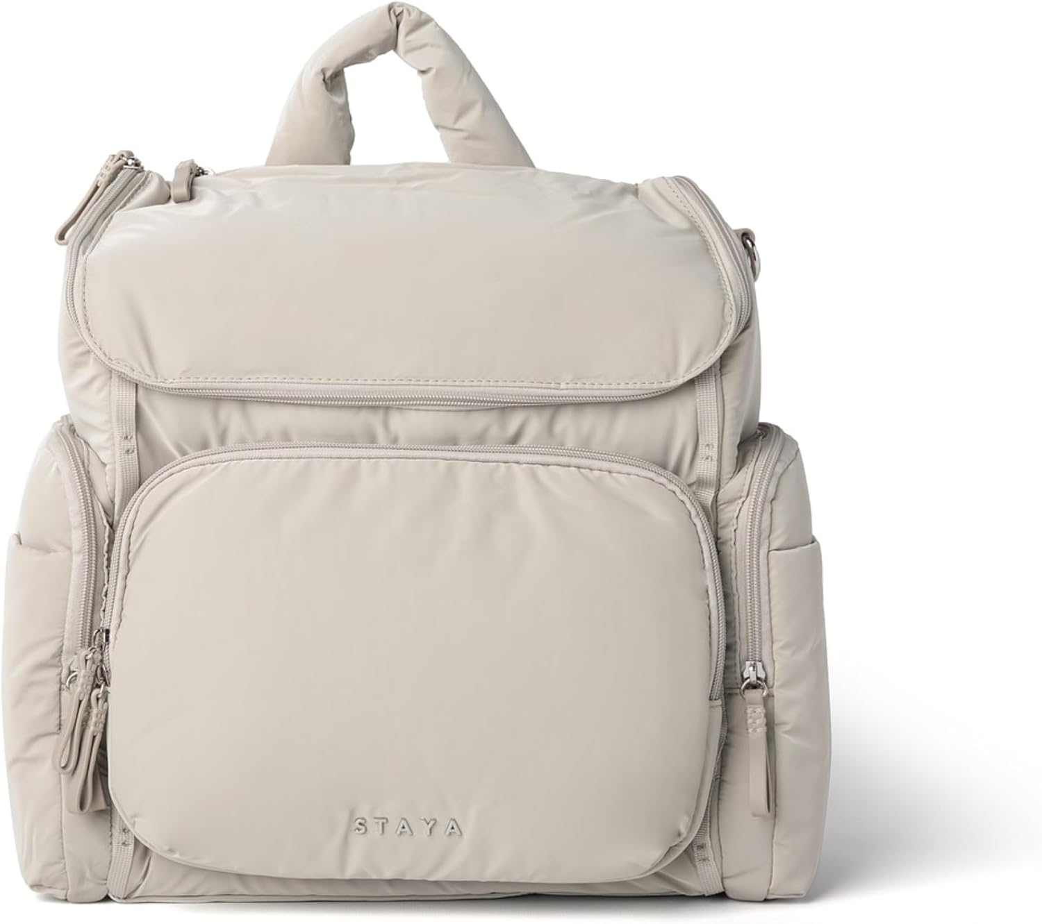 Staya Large Diaper Bag Backpack - Water Resistant Travel Baby Bag with Multiple Compartments (Gray)