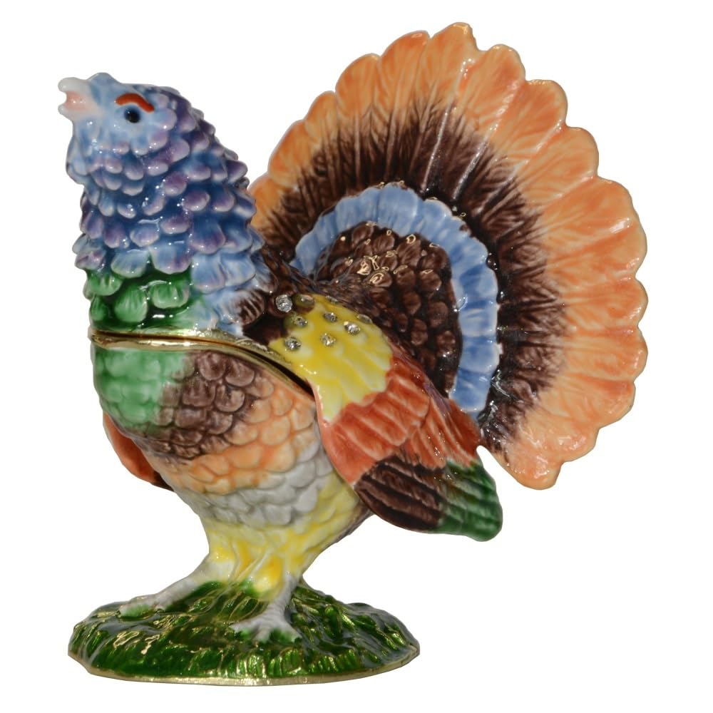 YOPI Turkey Trinket Box Metal Collectibles Ring Necklace Earring Holder Compatible with Jewelry Organizer