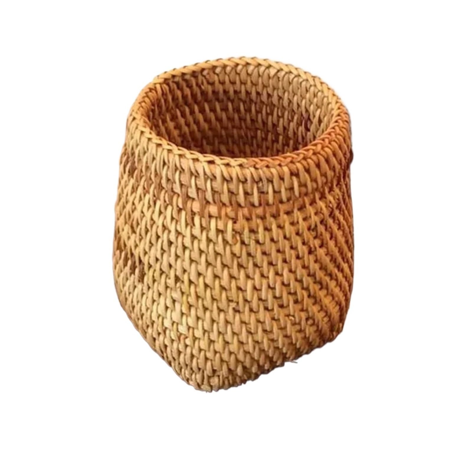 ZNJAMN 1pcs Weaving Pen Holder, Stationery And Makeup Paired With Desktop Tea Ceremony Storage Tube Rattan for pens(Size C)