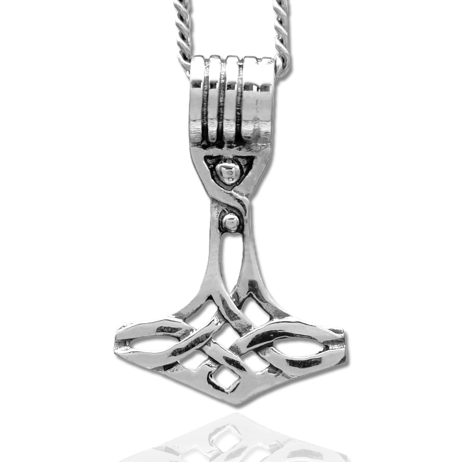 Genuine 925 Sterling Silver Personalised Thor’s Hammer Necklace/Norse Viking Necklace/Free Engraving Service/Quality Handmade Silver - KIMNKIM D17-1