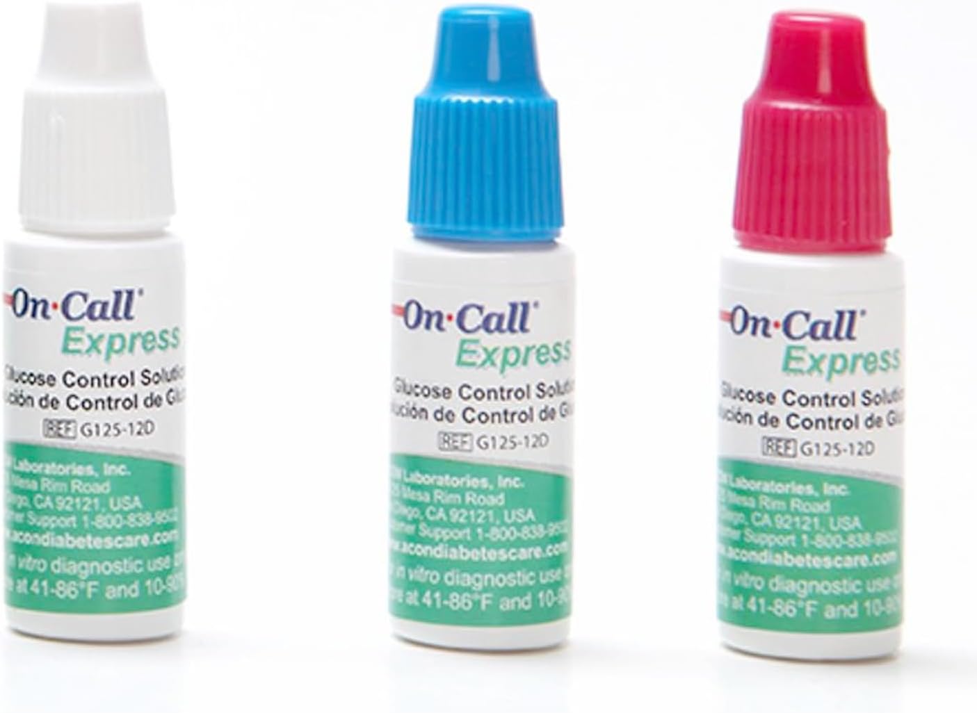 Glucose Control Solution Kit by On Call Express, Level 0, 1 & 2 for Blood Glucose Meters and Test Strips, Accuracy Check & Calibration Verification, 3-Pack Bottles, 2mL Each