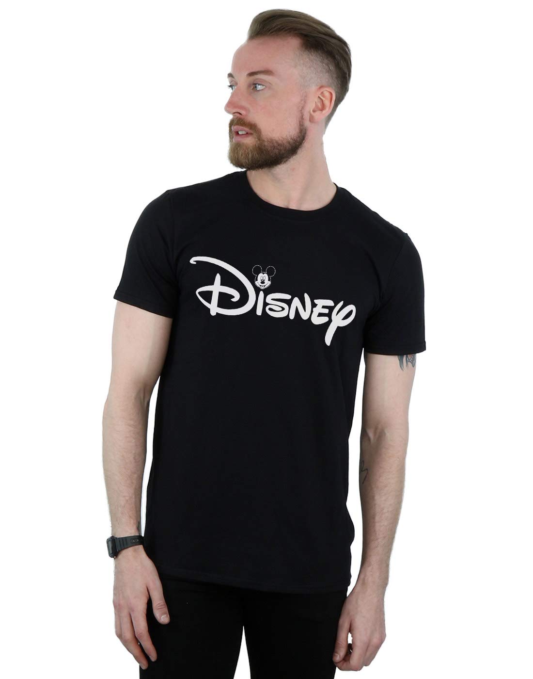 Absolute Cult Men's Black Disney Mickey Mouse Head Logo T-Shirt XXXX-Large