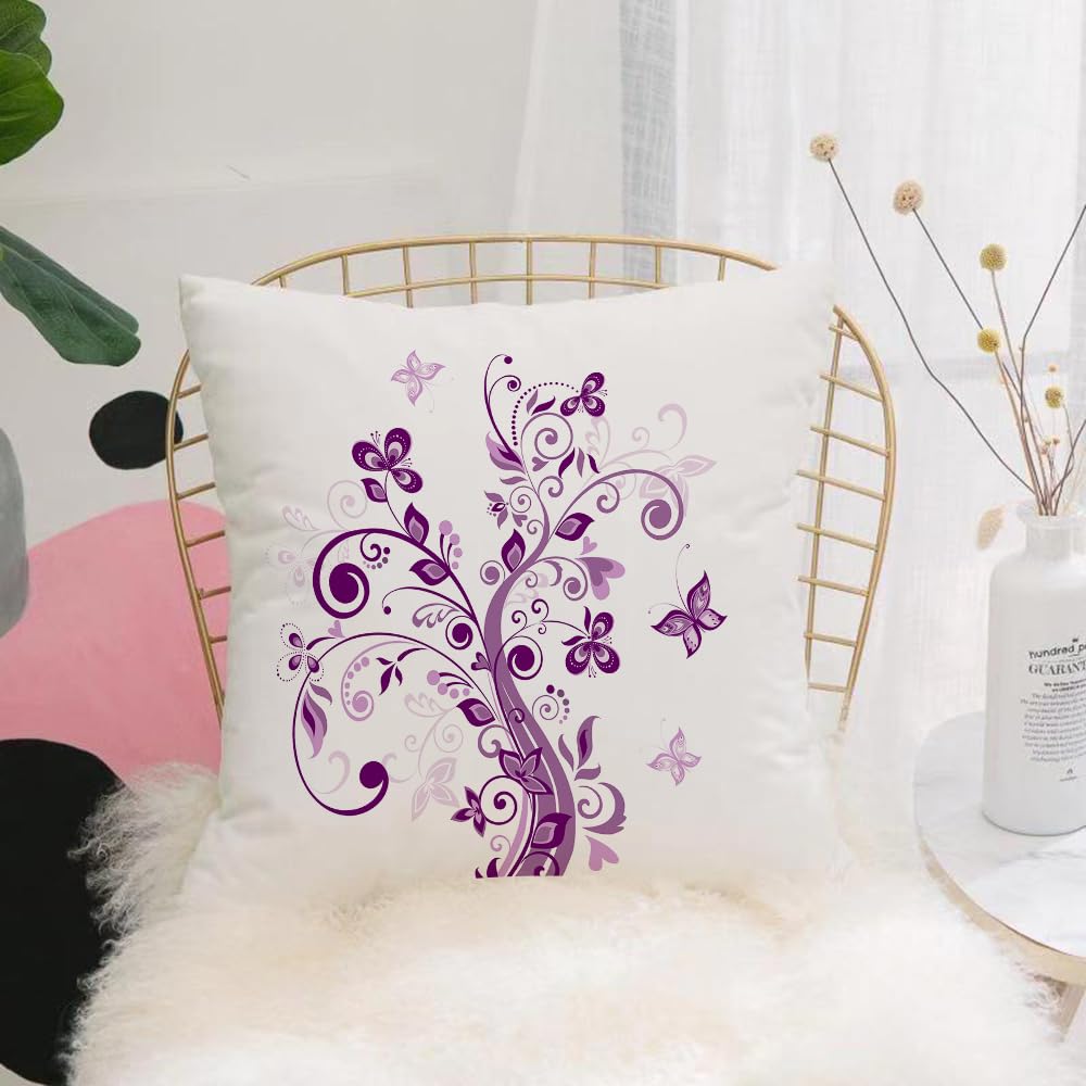 HYOSXW Cushion Cover,Throw Pillow Case Home Decorative for Living Room Bedroom Sofa Chair 16X16 Inch,Mauve decoration, tree with swirling branches and flowers,Pillowcase 40X40cm