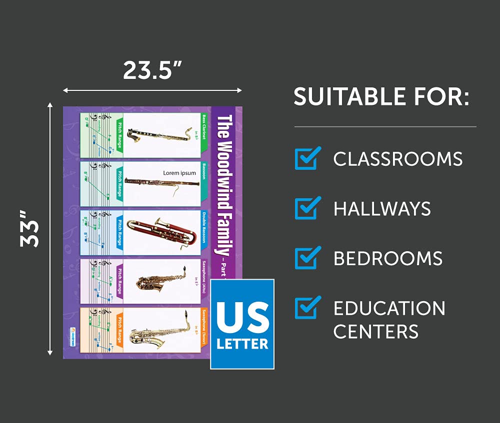 Daydream Education Recorder Music Poster - Extra Large 33x23.5 Inch Laminated Classroom Chart