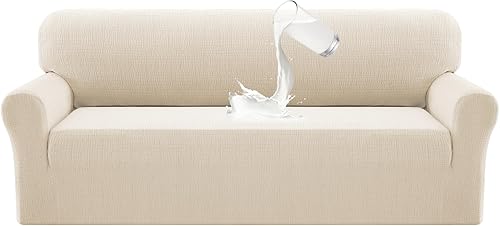 PrinceDeco Funda impermeable para sofás y sofás grandes, funda de sofá jacquard elástica de 1 pieza, a prueba de fugas, protector de muebles para