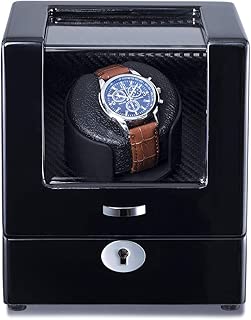 TEEMING Automatic Watch Winder Storage Box Wooden Single Rotor in Black - coolthings.us