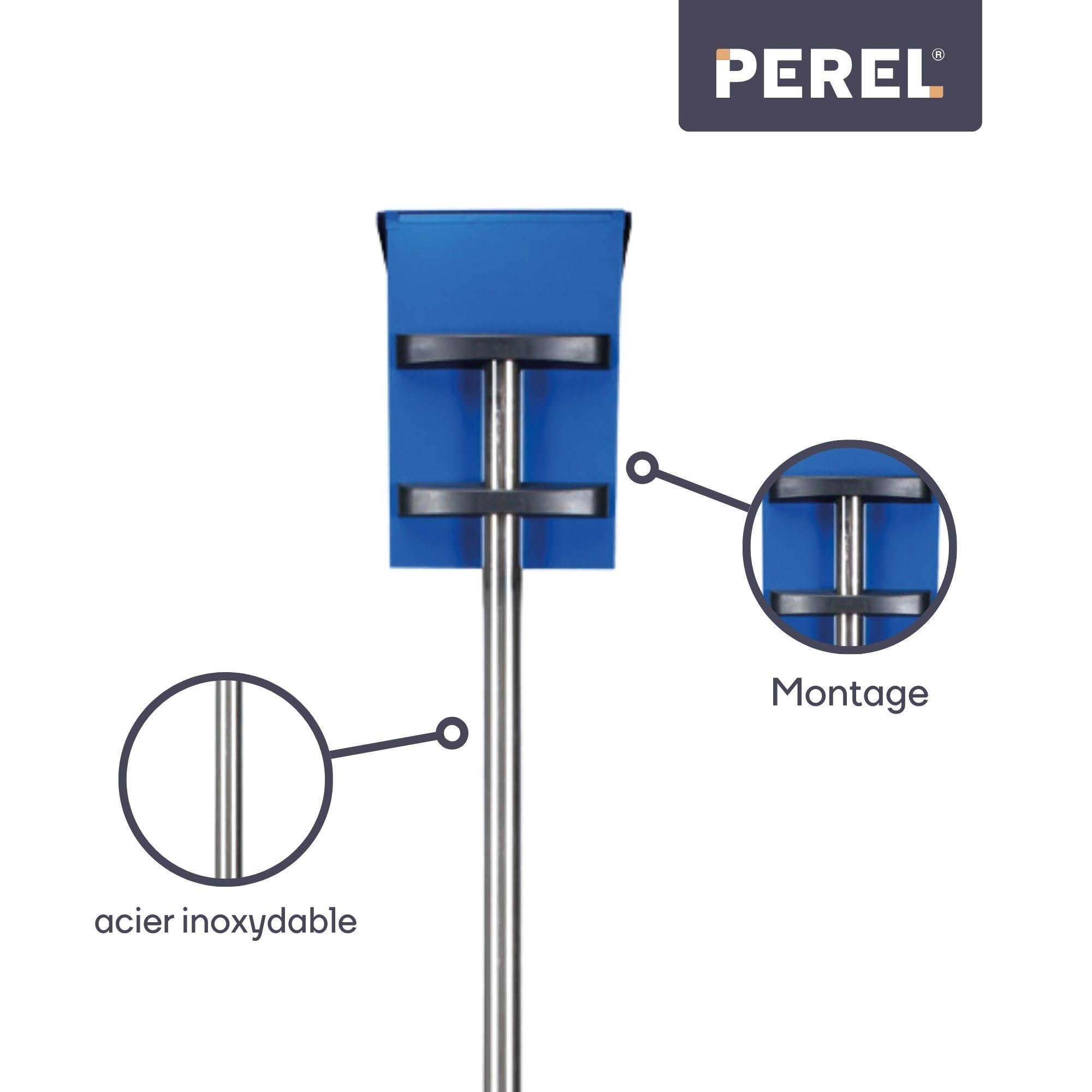 Perel Poteau pour boîte aux lettres, acier inoxydable, avec matériel de fixation, argenté, hauteur 150 cm