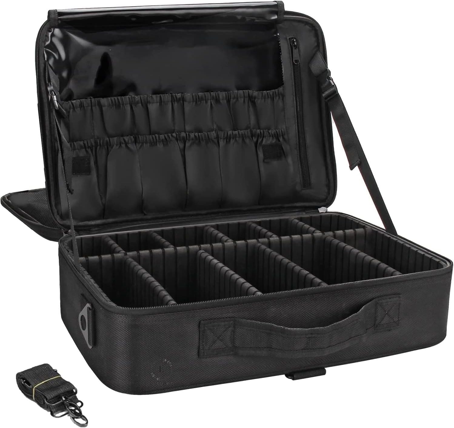 Large Makeup Organizer Bag Travel Train Case Portable Cosmetic Artist Storage Bag with Adjustable Dividers for Cosmetics Makeup Brushes