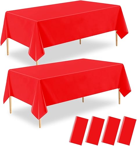 Miniatura 16 de Paquete de 4 manteles de plástico verde salvia, 54 x 108 pulgadas, desechables, impermeables, rectangulares para mesa, para boda de novia, fiesta de