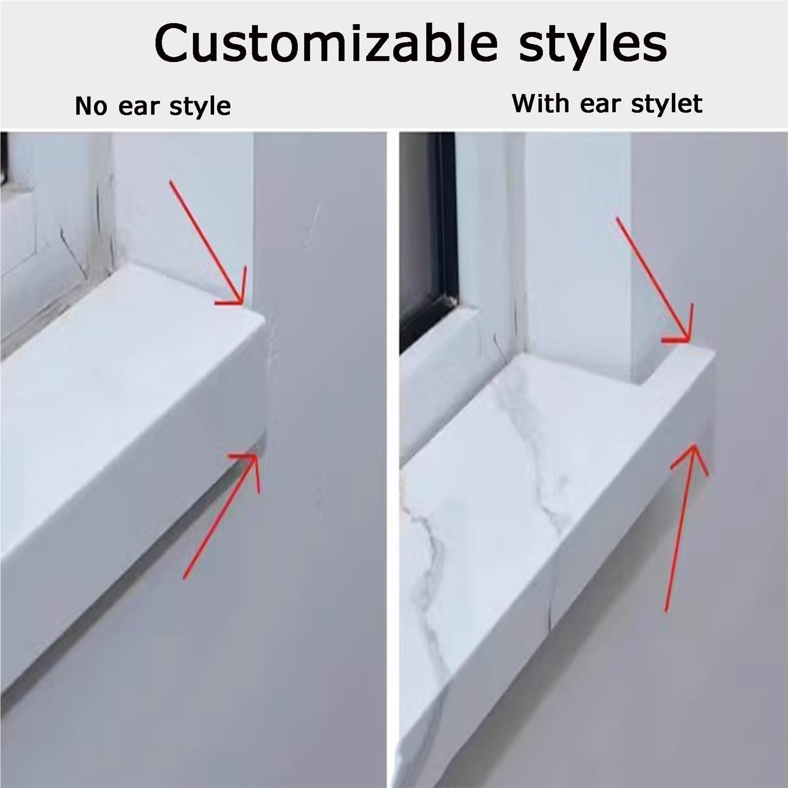 Fatto su Misura Davanzale Interno, Sostituzione Davanzale LedgeCover, PVC Acrilico Composito Finestre Bordo Piastra Protettiva, Decorativo Davanzale Copertura Nasello