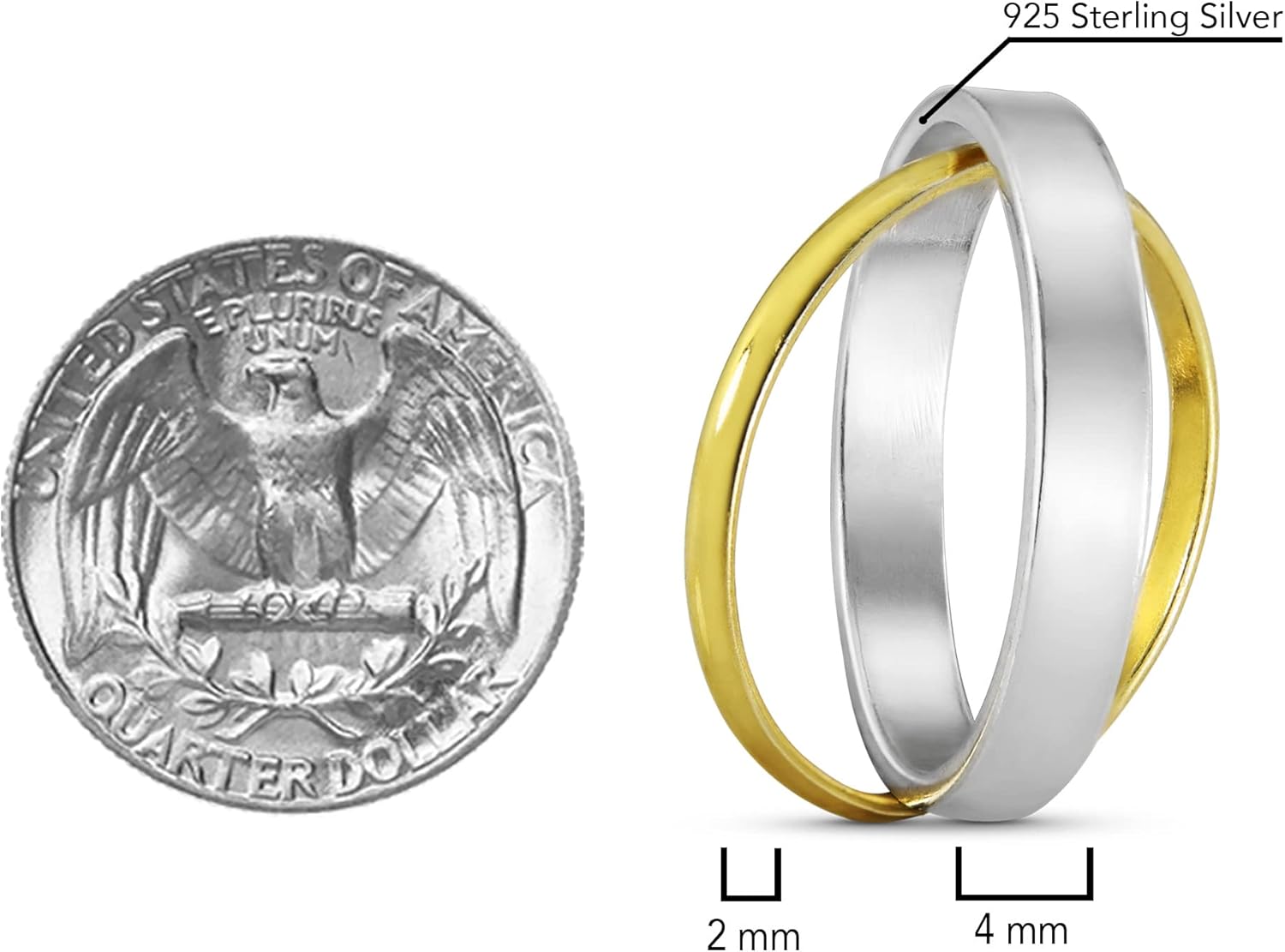 AeraVida Eternal Two Tone Interconnected Gold Plated .925 Sterling Silver Ring | Classic Wedding Rings For Women | Casual Comfort Fit Silver Rings for Women | Couple Unisex Rings | Sterling Silver Rings Sizes 6-9 - Image 6