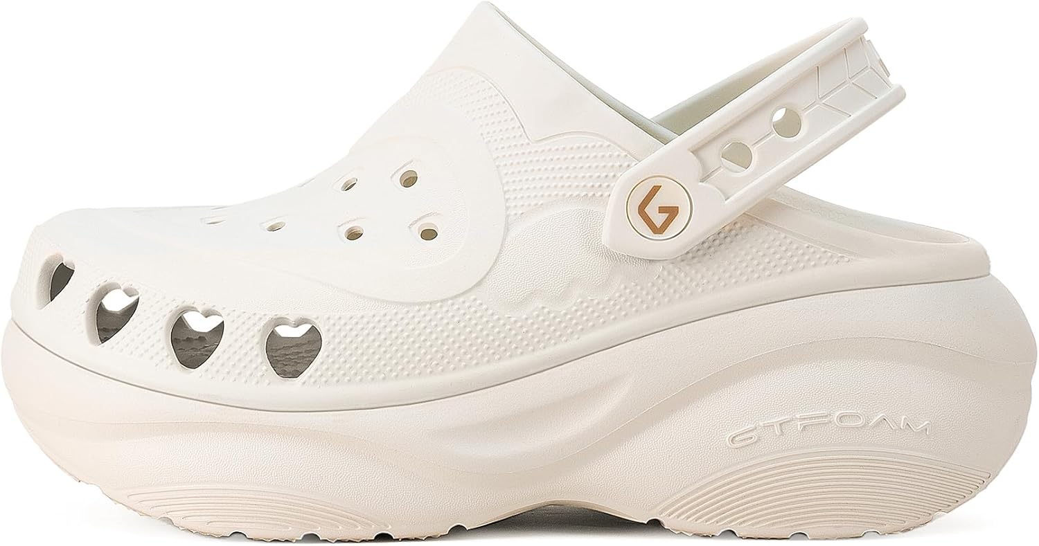 GOTO Women's Clogs, 2.36" Platform Clogs for Women, High Elasticity, Shock Absorption and Anti-Slip, Heart Style