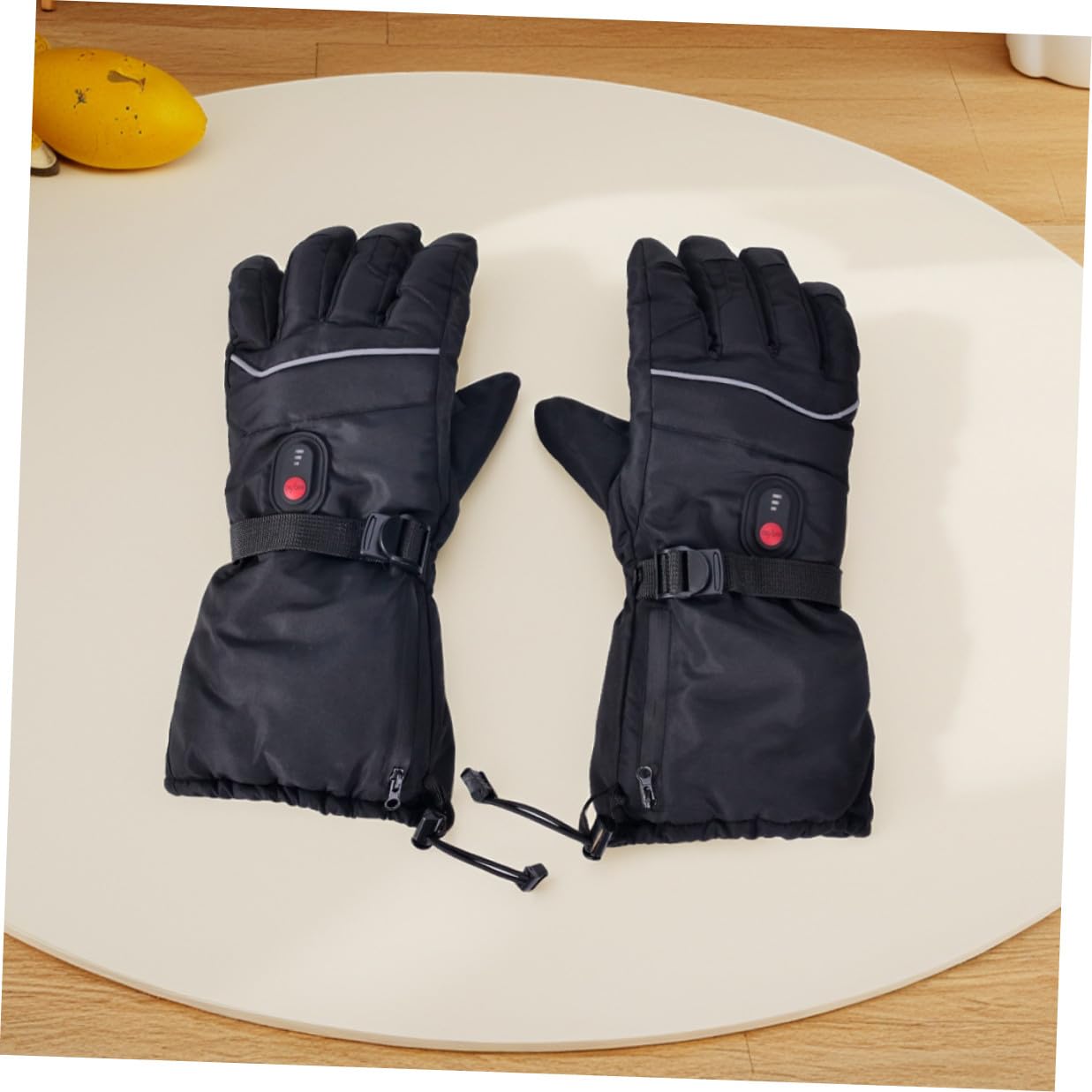 TOYANDONA Guantes de Esquí Calefactables Recargables para Hombre, Eléctricos a Prueba de Viento, Diseño de Dedos Separados, Color Negro, Ideales para Deportes de Invierno y Actividades