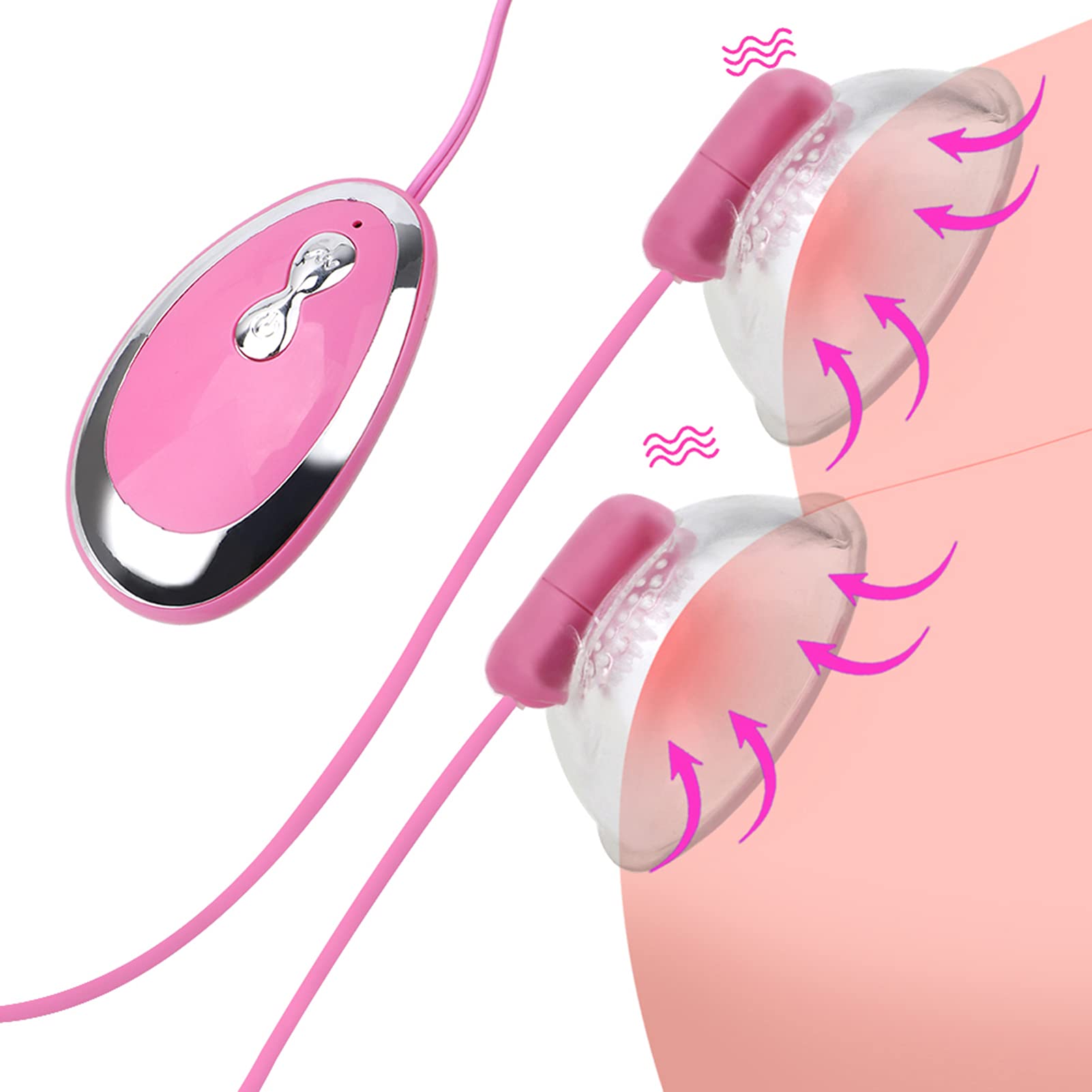 Vibromasseur 20 Modes Sucker de Mamelon Vibrantes,Juguetes Sexuales Pour Femme Appareil de Massage Pompe Stimulateur De Poitrine Adulte pour Couple/Femme/Homme,Rosado