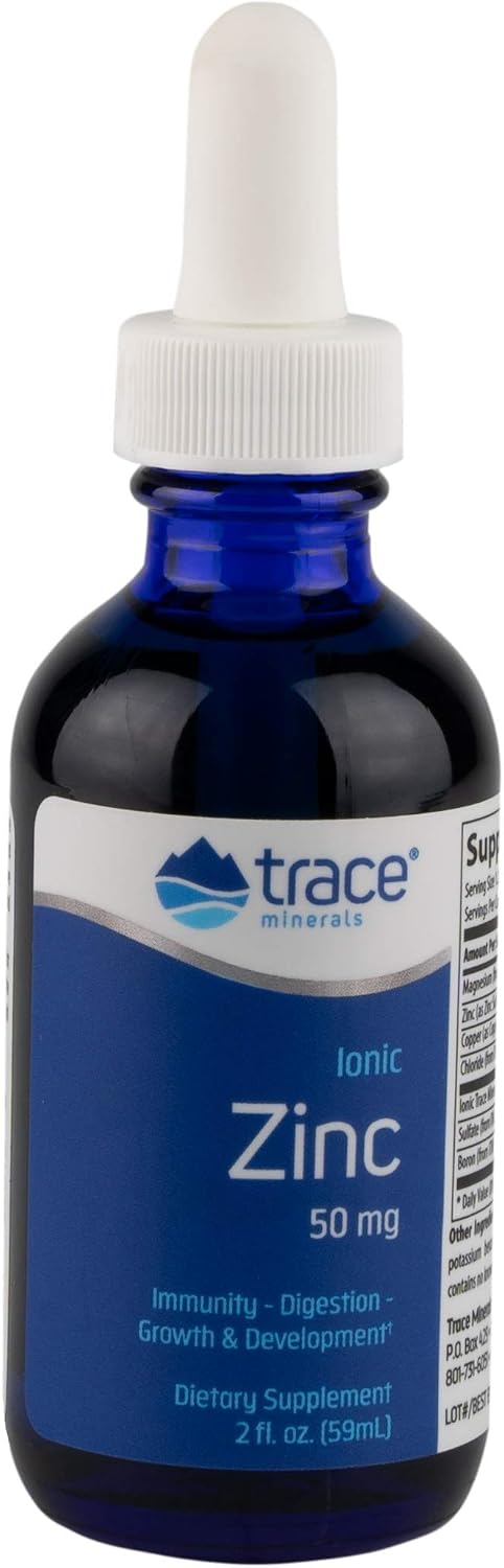 Trace Minerals | Liquid Ionic Zinc | 50 mg Zinc with Magnesium | Supports Immune System, Digestion, Growth, & Development | For Kids and Adults | 45 servings, 2 fl oz (1 Pack)